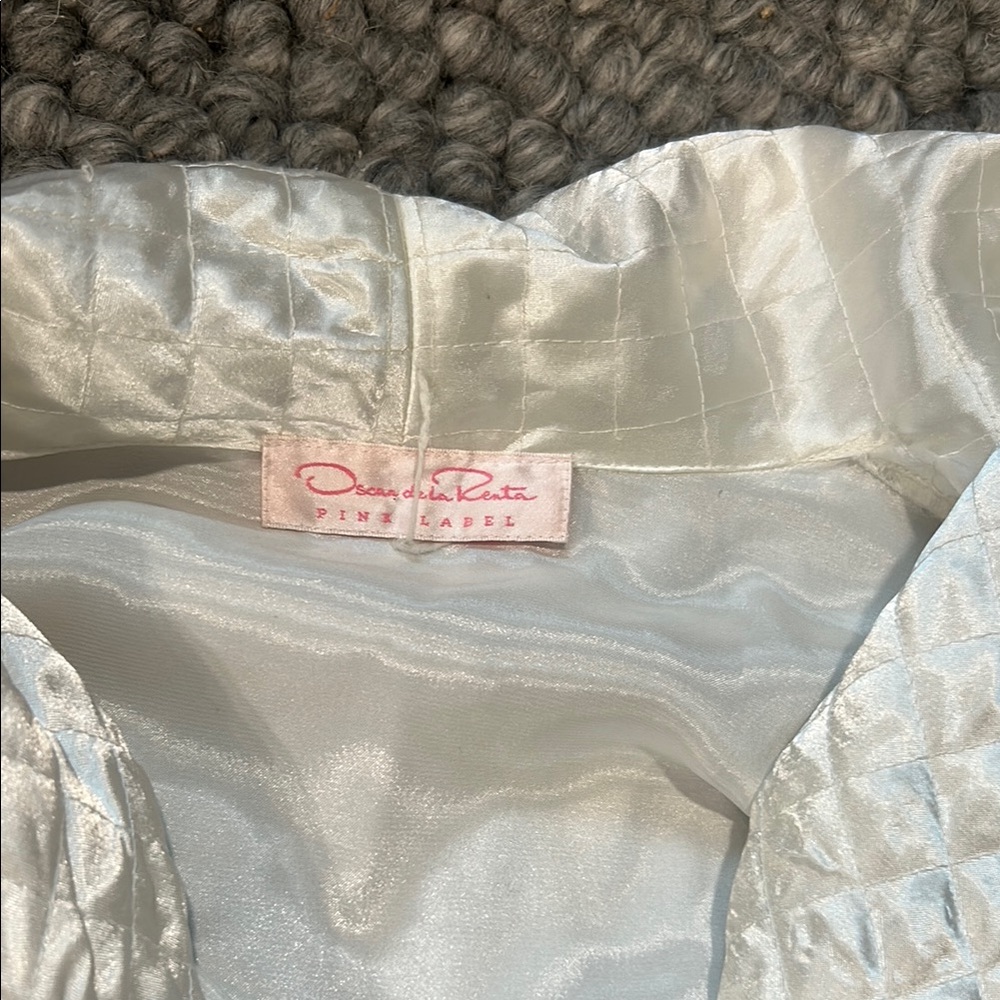 Oscar De La Renta Pink Label Cream Satin Robe One Size Fits All - Picture 6 of 13